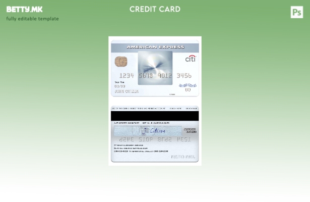 Модерен стил USA CITIbank amex everyday® шаблон за кредитна картичка